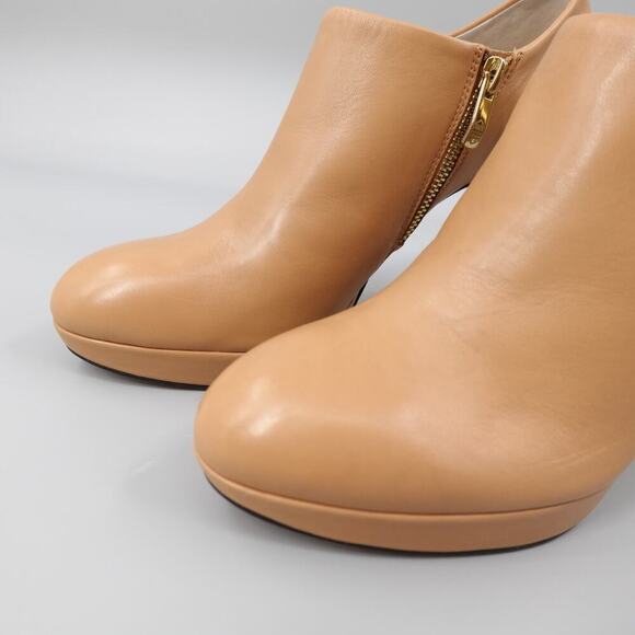 Vince Camuto Elvin Bootie Ankle Boot 10 M Caramel Gold Tone Zip Edgy Pump - Picture 7 of 16